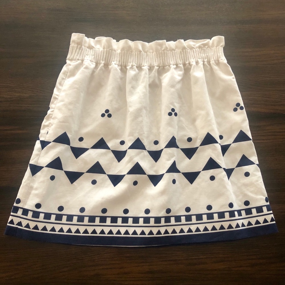 J Crew Printed Linen-Cotton Sidewalk Mini Skirt